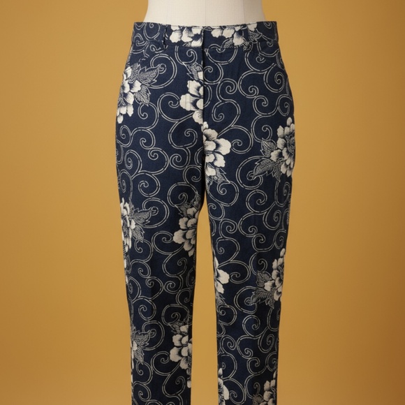 Kenzo Album Floral Tapered Pants Navy Cotton